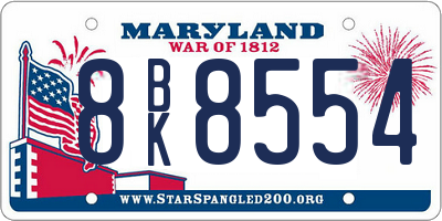 MD license plate 8BK8554