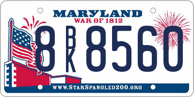 MD license plate 8BK8560