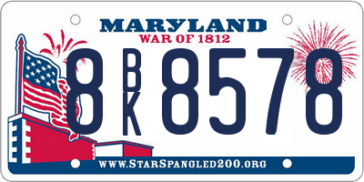 MD license plate 8BK8578