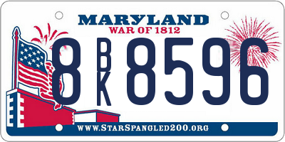 MD license plate 8BK8596