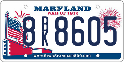 MD license plate 8BK8605
