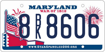 MD license plate 8BK8606