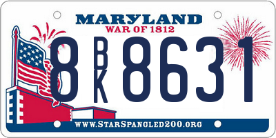MD license plate 8BK8631