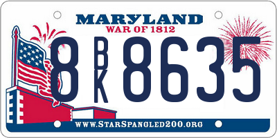 MD license plate 8BK8635