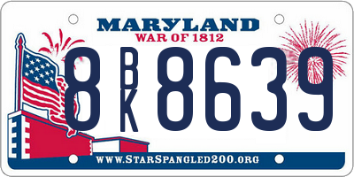 MD license plate 8BK8639