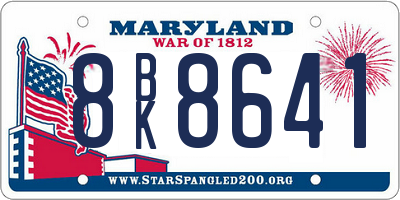 MD license plate 8BK8641