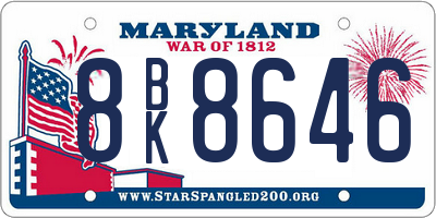 MD license plate 8BK8646