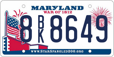 MD license plate 8BK8649