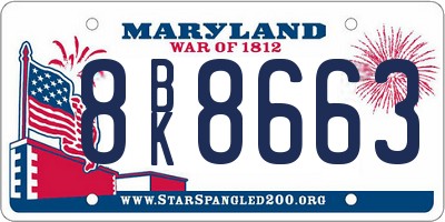 MD license plate 8BK8663