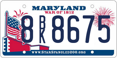 MD license plate 8BK8675