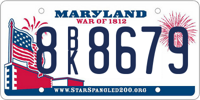 MD license plate 8BK8679