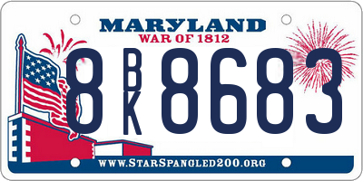 MD license plate 8BK8683