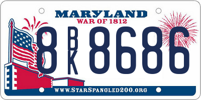 MD license plate 8BK8686