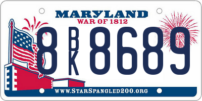 MD license plate 8BK8689
