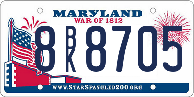 MD license plate 8BK8705
