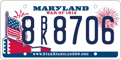 MD license plate 8BK8706