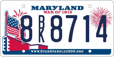 MD license plate 8BK8714