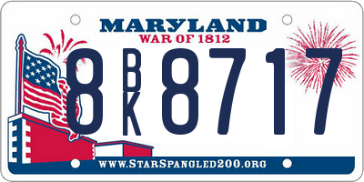 MD license plate 8BK8717