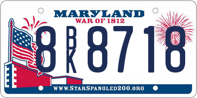 MD license plate 8BK8718