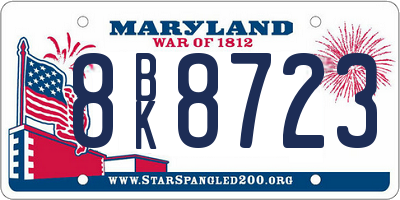MD license plate 8BK8723
