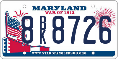 MD license plate 8BK8726