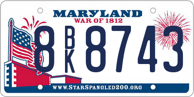 MD license plate 8BK8743