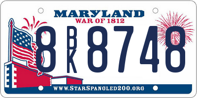MD license plate 8BK8748