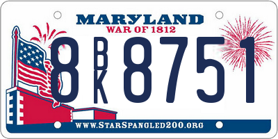 MD license plate 8BK8751