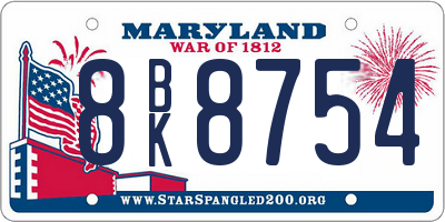 MD license plate 8BK8754