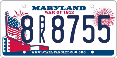 MD license plate 8BK8755