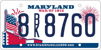 MD license plate 8BK8760