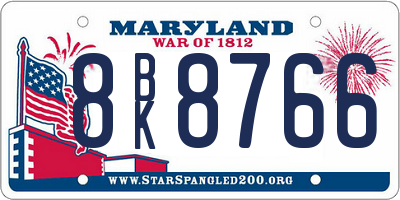 MD license plate 8BK8766