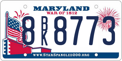 MD license plate 8BK8773