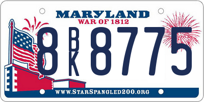 MD license plate 8BK8775