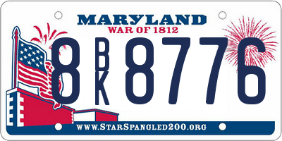 MD license plate 8BK8776