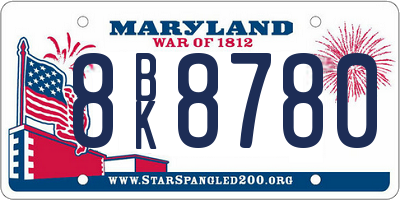 MD license plate 8BK8780