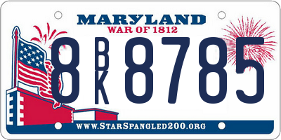 MD license plate 8BK8785