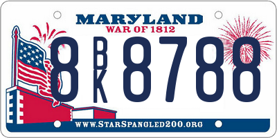 MD license plate 8BK8788