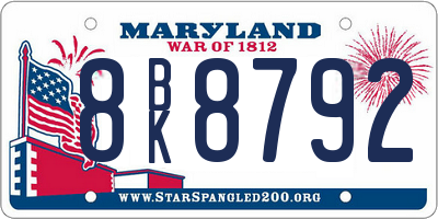 MD license plate 8BK8792