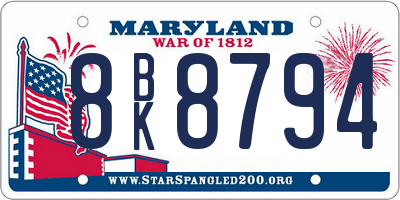 MD license plate 8BK8794