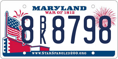 MD license plate 8BK8798