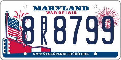 MD license plate 8BK8799