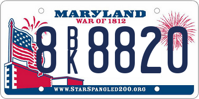 MD license plate 8BK8820