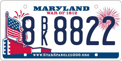 MD license plate 8BK8822