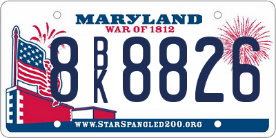 MD license plate 8BK8826