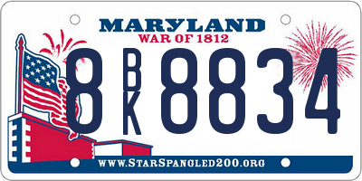MD license plate 8BK8834