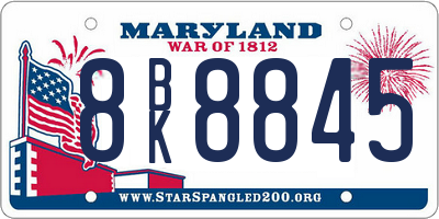 MD license plate 8BK8845