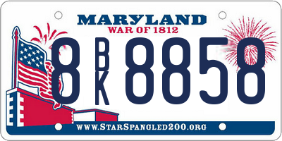 MD license plate 8BK8858