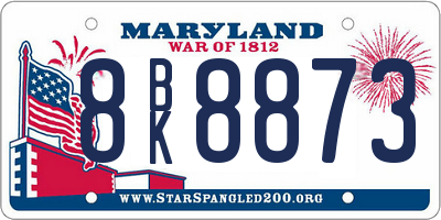 MD license plate 8BK8873
