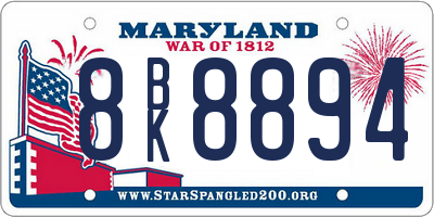 MD license plate 8BK8894
